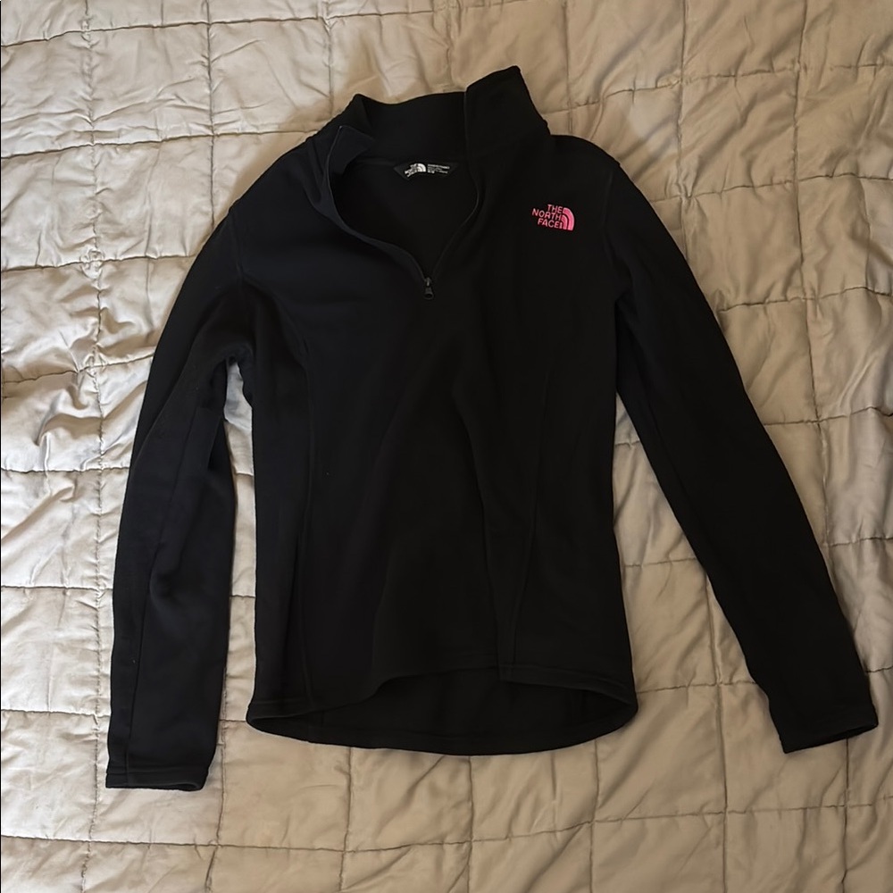 The North Face Black Pullover with Pink Logo